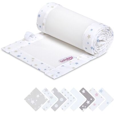 babybay Paracolpi in rete piqué 3D adatto per modello Boxspring XXL, bianco mix stelle sabbia/azzurro babybay Paracolpi in rete piqué 3D adatto per modello Boxspring XXL, bianco mix stelle sabbia/azzurro