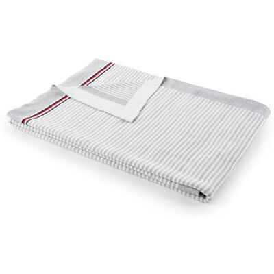 Tommy Hilfiger Plaid, grigio, maglia, 100% cotone biologico, mini righe e bordo a tinta unita, morbido e moderno, 130x170 cm Tommy Hilfiger Plaid, grigio, maglia, 100% cotone biologico, mini righe e bordo a tinta unita, morbido e moderno, 130x170 cm