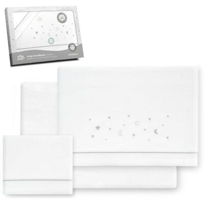 Set di Lenzuola Grigio Interbaby - 60x120cm, 3 pezzi Set di Lenzuola Grigio Interbaby - 60x120cm, 3 pezzi
