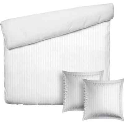 Pure Parure da letto 3 pezzi per 2 persone, copripiumino 240 x 220 cm e 2 federe 63 x 63 cm, 100% raso di cotone a righe tessute Dobby, 80 fili/cm², 120 GSM- Oeko-TEX- Dobby bianco Pure Parure da letto 3 pezzi per 2 persone, copripiumino 240 x 220 cm e 2 federe 63 x 63 cm, 100% raso di cotone a righe tessute Dobby, 80 fili/cm², 120 GSM- Oeko-TEX- Dobby bianco