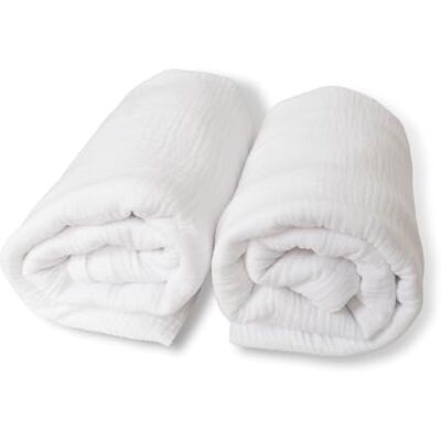Babyline Set di 2 lenzuola con angoli in mussola di cotone biologico per culla, 60 x 120, 70 x 140 cm, 80 x 130 cm, mini culla 80 x 50 cm e navicella 80 x 40 cm, prodotto in Spagna (bianco, culla) Babyline Set di 2 lenzuola con angoli in mussola di cotone biologico per culla, 60 x 120, 70 x 140 cm, 80 x 130 cm, mini culla 80 x 50 cm e navicella 80 x 40 cm, prodotto in Spagna (bianco, culla)