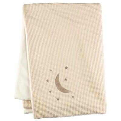 Sterntaler Coperta in soffice tessuto a nido d'ape, coperta con ricamo a forma di luna e stelle, coperta per bambini dalla nascita, 75 x 100 cm, ecru Sterntaler Coperta in soffice tessuto a nido d'ape, coperta con ricamo a forma di luna e stelle, coperta per bambini dalla nascita, 75 x 100 cm, ecru