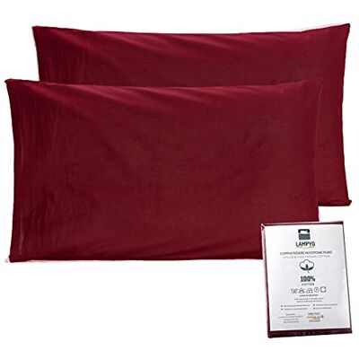 generi Coppia Federe Cuscini Letto Matrimoniale E Singolo. Copriguanciale In Cotone 100% Biologico. Copricuscino In Tessuto Morbido Tinta Unita.(Rosso Bordò) generi Coppia Federe Cuscini Letto Matrimoniale E Singolo. Copriguanciale In Cotone 100% Biologico. Copricuscino In Tessuto Morbido Tinta Unita.(Rosso Bordò)