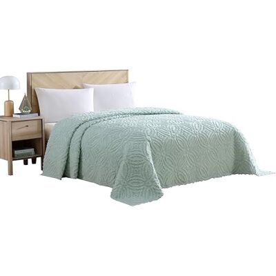 Beatrice Home Fashions , Copriletto in ciniglia con motivo fedi nuziali, king size, colore: blu Beatrice Home Fashions , Copriletto in ciniglia con motivo fedi nuziali, king size, colore: blu