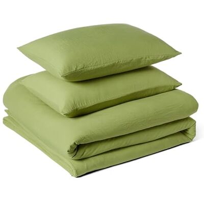 Amazon Basics Set Copripiumino Matrimoniale in Microfibra Prelavata, Extra Morbido con Effetto Naturale Arricciato, Non Necessita Stiratura, Copripiumino da 240 x 220 cm e 2 Federe da 50 x 80 cm,Verde Amazon Basics Set Copripiumino Matrimoniale in Microfibra Prelavata, Extra Morbido con Effetto Naturale Arricciato, Non Necessita Stiratura, Copripiumino da 240 x 220 cm e 2 Federe da 50 x 80 cm,Verde