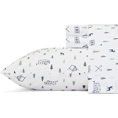 Eddie Bauer Set di Biancheria da Letto in Percalle di Cotone, Fresco e Fresco, Elegante Decorazione per la casa, Colore: Bianco/Blu Navy, King Size Eddie Bauer Set di Biancheria da Letto in Percalle di Cotone, Fresco e Fresco, Elegante Decorazione per la casa, Colore: Bianco/Blu Navy, King Size
