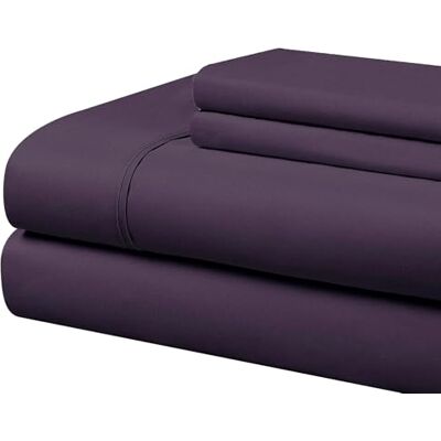 Cathay Home 90 gsm Solid Sheet Set, California King, Nero, Eggplant, Queen Cathay Home 90 gsm Solid Sheet Set, California King, Nero, Eggplant, Queen