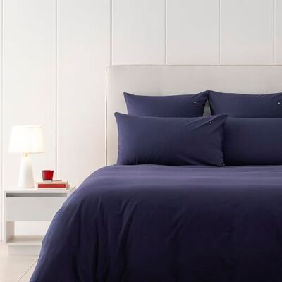 Tommy Hilfiger Copripiumino, blu navy, cotone garzato 57 fili/cm², 100% cotone, tinta unita, morbido e caldo, 140x200 cm Tommy Hilfiger Copripiumino, blu navy, cotone garzato 57 fili/cm², 100% cotone, tinta unita, morbido e caldo, 140x200 cm