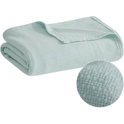 Madison Park Freshspun Basketweave Cotone Coperta, Blue, Coppia Madison Park Freshspun Basketweave Cotone Coperta, Blue, Coppia