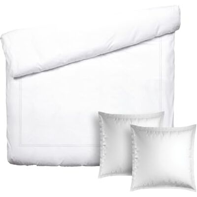 Pure Parure da letto 3 pezzi per 2 persone, copripiumino 200 x 220 cm, 2 federe 80 x 80 cm, 100% raso di cotone, 80 fili/cm², 120 GSM, certificato Oeko-TEX, Silhouette, bianco/bianco Pure Parure da letto 3 pezzi per 2 persone, copripiumino 200 x 220 cm, 2 federe 80 x 80 cm, 100% raso di cotone, 80 fili/cm², 120 GSM, certificato Oeko-TEX, Silhouette, bianco/bianco