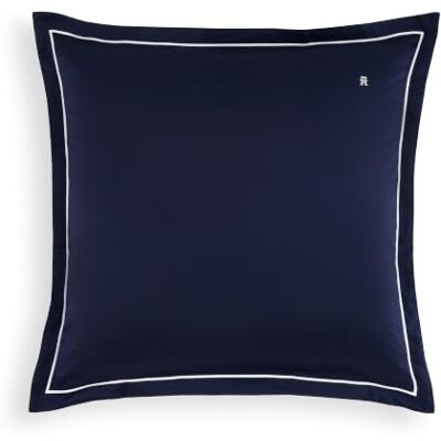 Tommy Hilfiger federa per cuscino, blu navy, raso 110 fili/cm², 100% cotone pettinato, tinta unita con volant, bordatura e ricamo, setosa e traspirante, 65x65 cm Tommy Hilfiger federa per cuscino, blu navy, raso 110 fili/cm², 100% cotone pettinato, tinta unita con volant, bordatura e ricamo, setosa e traspirante, 65x65 cm