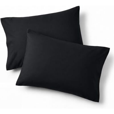 Cathay Home Hospitality Confezione da 2 federe standard per cuscini, collezione hotel, in microfibra spazzolata ultra morbida, resistente alle pieghe, resistente allo sbiadimento, colore nero, Cathay Home Hospitality Confezione da 2 federe standard per cuscini, collezione hotel, in microfibra spazzolata ultra morbida, resistente alle pieghe, resistente allo sbiadimento, colore nero,