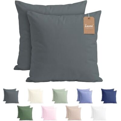 Lavea ® Set di 2 Federe per Cuscino 80x80 Grigio Antracite ® Set di 2 Federe per Cuscino 80x80 Anthracite Grey Lavea ® Set di 2 Federe per Cuscino 80x80 Grigio Antracite ® Set di 2 Federe per Cuscino 80x80 Anthracite Grey