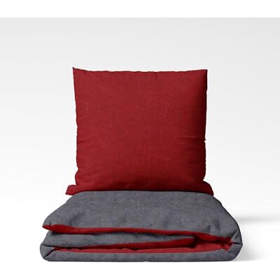 SETEX Biancheria da letto double-face, 155 x 220 cm, set da 2 pezzi, colore rosso scuro e grigio scuro, con copripiumino e federa (80 x 80 cm), 90% cotone/10% poliestere SETEX Biancheria da letto double-face, 155 x 220 cm, set da 2 pezzi, colore rosso scuro e grigio scuro, con copripiumino e federa (80 x 80 cm), 90% cotone/10% poliestere