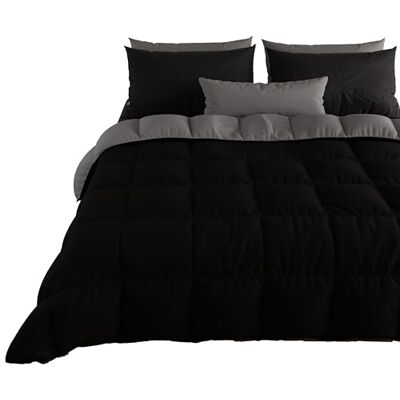 PETTI Artigiani Italiani Trapunta Matrimoniale Invernale, Piumone Matrimoniale, Tinta Unita Double Face Nero 100% Made in Italy PETTI Artigiani Italiani Trapunta Matrimoniale Invernale, Piumone Matrimoniale, Tinta Unita Double Face Nero 100% Made in Italy
