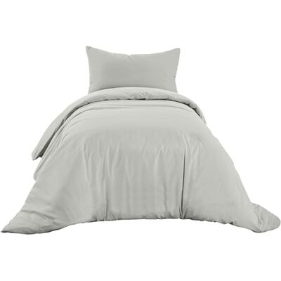Ruggeri Set Lenzuola Copripiumino Singolo, Cotone, Grigio Ruggeri Set Lenzuola Copripiumino Singolo, Cotone, Grigio