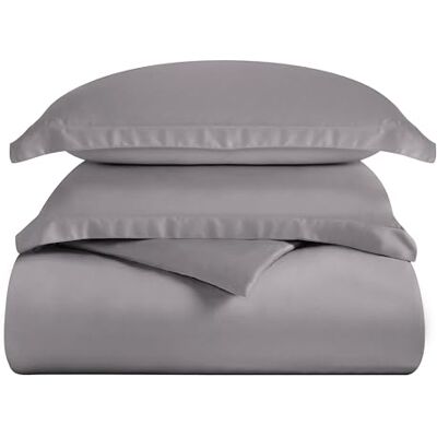 Superior Set Copripiumino 269 x 234 cm, a Tinta Unita a 300 Fili, 100% Modal di faggio, Grigio Superior Set Copripiumino 269 x 234 cm, a Tinta Unita a 300 Fili, 100% Modal di faggio, Grigio