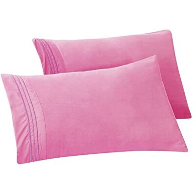 Elegant Comfort Federe in microfibra 1500 di alta qualità alberghiera, tessitura liscia, resistente alle pieghe e alle macchie, facile da infilare, set da 2 pezzi, federa standard/queen size, rosa Elegant Comfort Federe in microfibra 1500 di alta qualità alberghiera, tessitura liscia, resistente alle pieghe e alle macchie, facile da infilare, set da 2 pezzi, federa standard/queen size, rosa