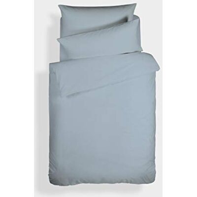 Bianca Plain Dyed Blue Set copripiumino per letto da 105 cm, 100% cotone percale Bianca Plain Dyed Blue Set copripiumino per letto da 105 cm, 100% cotone percale