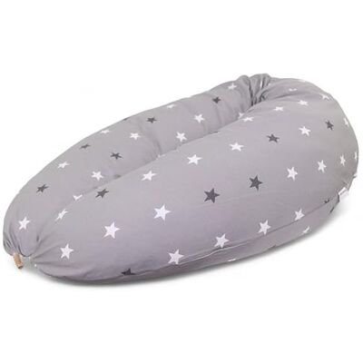 HOBEA-Germany Cuscino per allattamento 190 cm x 76 cm XXL Cuscino per la gravidanza Cuscino per chi dorme sul fianco con rivestimento in cotone biologico (motivo stella grigia) HOBEA-Germany Cuscino per allattamento 190 cm x 76 cm XXL Cuscino per la gravidanza Cuscino per chi dorme sul fianco con rivestimento in cotone biologico (motivo stella grigia)