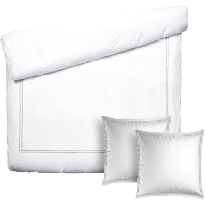 Pure Parure da letto 3 pezzi per 2 persone, copripiumino 260 x 240 cm e 2 federe 63 x 63 cm, 100% raso di cotone, 80 fili/cm², 120 GSM, certificato Oeko-TEX, Silhouette, colore: tortora e Pure Parure da letto 3 pezzi per 2 persone, copripiumino 260 x 240 cm e 2 federe 63 x 63 cm, 100% raso di cotone, 80 fili/cm², 120 GSM, certificato Oeko-TEX, Silhouette, colore: tortora e