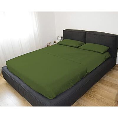 GEMITEX - Completo letto matrimoniale - Verde, No-stiro, Effetto Raso GEMITEX - Completo letto matrimoniale - Verde, No-stiro, Effetto Raso