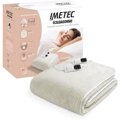Imetec Scaldasonno Adapto maxi coprimaterasso matrimoniale 195 x 165 cm, Basso consumo, Riscaldamento rapido, Temperatura personalizzata, 100% lana e merino, Doppio comando, 6 temperature Imetec Scaldasonno Adapto maxi coprimaterasso matrimoniale 195 x 165 cm, Basso consumo, Riscaldamento rapido, Temperatura personalizzata, 100% lana e merino, Doppio comando, 6 temperature