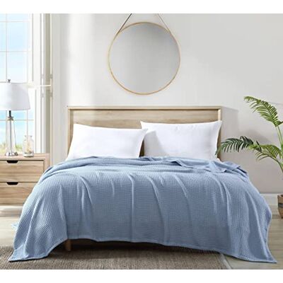 Tommy Bahama Coperta king size, biancheria da letto in morbido cotone, peso medio decorazione per tutte le stagioni (Bahama Coast Blue, King) Tommy Bahama Coperta king size, biancheria da letto in morbido cotone, peso medio decorazione per tutte le stagioni (Bahama Coast Blue, King)