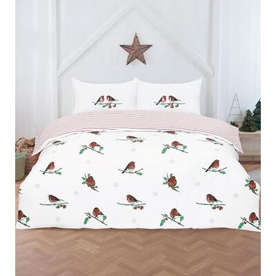 Rapport Home Set copripiumino natalizio con pettirosso su agrifoglio, reversibile, in microfibra, con 2 federe, morbido e facile da pulire, 220 x 230 cm Rapport Home Set copripiumino natalizio con pettirosso su agrifoglio, reversibile, in microfibra, con 2 federe, morbido e facile da pulire, 220 x 230 cm