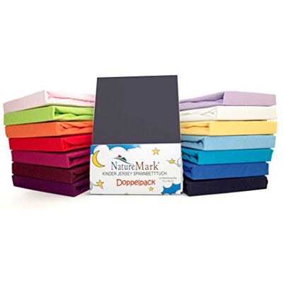 NatureMark Confezione risparmio, set di 2 lenzuoli con angoli in Jersey 100% cotone per letto bambini, testato öko Tex, vari colori, Tessuto, antracite/grigio, 70 x 140 cm NatureMark Confezione risparmio, set di 2 lenzuoli con angoli in Jersey 100% cotone per letto bambini, testato öko Tex, vari colori, Tessuto, antracite/grigio, 70 x 140 cm