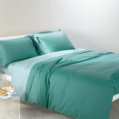 Caleffi 69633 Cotone Bicolor Completo Copripiumino per Singolo Letto, Anice Caleffi 69633 Cotone Bicolor Completo Copripiumino per Singolo Letto, Anice