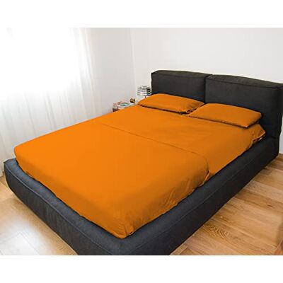 GEMITEX Completo letto Matrimoniale, Colore ARANCIO, con Trattamento NO-STIRO, effetto Raso, in 100% Microfibra di poliestere. Composto da 2 lenzuola e 2 federe TINTA UNITA. Made in Italy GEMITEX Completo letto Matrimoniale, Colore ARANCIO, con Trattamento NO-STIRO, effetto Raso, in 100% Microfibra di poliestere. Composto da 2 lenzuola e 2 federe TINTA UNITA. Made in Italy