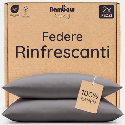 Bambaw Federa cuscini 40x60 bambu, Confezione da 2, Federe cuscino letto morbide e traspiranti, Biancheria da letto antiacaro e antimicrobica, Federa cuscino fresca estate antisudore (Grigio scuro) Bambaw Federa cuscini 40x60 bambu, Confezione da 2, Federe cuscino letto morbide e traspiranti, Biancheria da letto antiacaro e antimicrobica, Federa cuscino fresca estate antisudore (Grigio scuro)