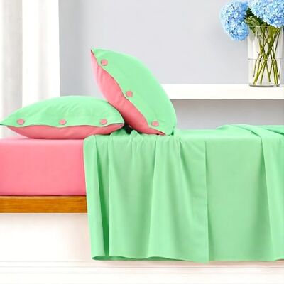 Ruggeri Set Lenzuola Completo Letto Matrimoniale, Cotone, Verde e Rosa 4 Pezzi, Lenzuolo con Angoli 170x200 cm, Lenzuolo Piatto 240x280 cm e 2 Federe Double 50x80 cm, Certificato Oeko-Tex Ruggeri Set Lenzuola Completo Letto Matrimoniale, Cotone, Verde e Rosa 4 Pezzi, Lenzuolo con Angoli 170x200 cm, Lenzuolo Piatto 240x280 cm e 2 Federe Double 50x80 cm, Certificato Oeko-Tex
