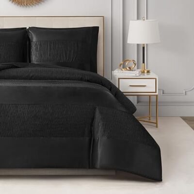 Juicy Couture Glam Night Set copripiumino king size, motivo a righe, 4 pezzi, colore: nero Juicy Couture Glam Night Set copripiumino king size, motivo a righe, 4 pezzi, colore: nero