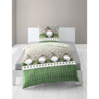 Bierbaum Biancheria da letto 6915, in flanella, disegnata in Germania, verde 30, 155 x 220 + 80 x 80 cm, dimensioni comfort Bierbaum Biancheria da letto 6915, in flanella, disegnata in Germania, verde 30, 155 x 220 + 80 x 80 cm, dimensioni comfort
