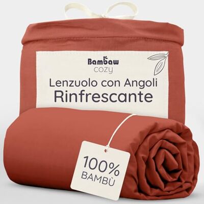 Bambaw Lenzuolo con angoli fibra di bambu 150x200 cm, Altezza fino a 35 cm, Lenzuola antiacaro e anallergiche, Lenzuola estive traspiranti, Lenzuolo bambu con angoli, Certificato Oeko-Tex (Terracotta) Bambaw Lenzuolo con angoli fibra di bambu 150x200 cm, Altezza fino a 35 cm, Lenzuola antiacaro e anallergiche, Lenzuola estive traspiranti, Lenzuolo bambu con angoli, Certificato Oeko-Tex (Terracotta)