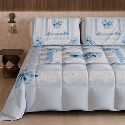 PETTI Artigiani Italiani Trapunta Singola Invernale, Piumone Singolo, Trapunta Double Face Tinta Unita e Stampa Digitale Fiocco Celeste, Made in Italy PETTI Artigiani Italiani Trapunta Singola Invernale, Piumone Singolo, Trapunta Double Face Tinta Unita e Stampa Digitale Fiocco Celeste, Made in Italy
