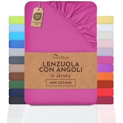 NatureMark Lenzuolo con angoli elasticizzati in jersey, in 100% cotone, in molti colori e misure, conforme all’Oeko-Tex Standard 100, 180 x 200 cm 200 x 200 cm pink NatureMark Lenzuolo con angoli elasticizzati in jersey, in 100% cotone, in molti colori e misure, conforme all’Oeko-Tex Standard 100, 180 x 200 cm 200 x 200 cm pink