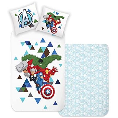 Disney Home Avengers Set di biancheria da letto double-face, 135 x 200 cm, federa 80 x 80 cm, super morbida, 100% cotone, 2 pezzi, Hulk, Iron Man, Captain America, morbida e piacevole sulla pelle Disney Home Avengers Set di biancheria da letto double-face, 135 x 200 cm, federa 80 x 80 cm, super morbida, 100% cotone, 2 pezzi, Hulk, Iron Man, Captain America, morbida e piacevole sulla pelle