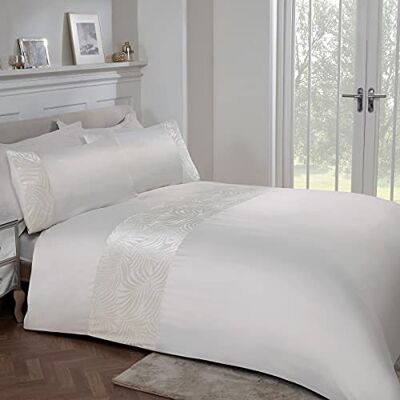 Sleepdown Set di Biancheria Federa per Letto Singolo (135 cm x 200 cm) in Velluto con Foglie Floreali, Color Crema Avorio di Lusso, Morbido e Facile da Pulire, Poliestere Sleepdown Set di Biancheria Federa per Letto Singolo (135 cm x 200 cm) in Velluto con Foglie Floreali, Color Crema Avorio di Lusso, Morbido e Facile da Pulire, Poliestere
