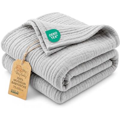Totsy Baby Coperta mussola neonato cotone 75 x 60 cm Plaid garza coccola teli muslin lenzuolo bambino sottile fasciatoio trapunta leggera neonati tessuto traspirante per bimbi Oeko-Tex Grigio Totsy Baby Coperta mussola neonato cotone 75 x 60 cm Plaid garza coccola teli muslin lenzuolo bambino sottile fasciatoio trapunta leggera neonati tessuto traspirante per bimbi Oeko-Tex Grigio