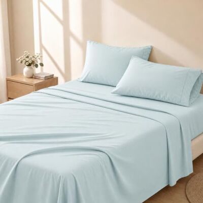Cathay Home 90 gsm Solid Sheet Set, Queen, Aqua Cathay Home 90 gsm Solid Sheet Set, Queen, Aqua