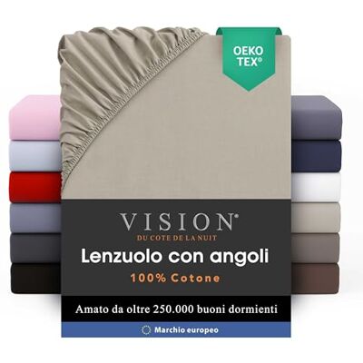VISION Lenzuolo con angoli 100% cotone Confezione da 2 Per letto singolo (90 x 200 cm) Angoli elastici Adatto a materassi fino a 30 cm Oeko-Tex Lavabile in lavatrice Colore: beige VISION Lenzuolo con angoli 100% cotone Confezione da 2 Per letto singolo (90 x 200 cm) Angoli elastici Adatto a materassi fino a 30 cm Oeko-Tex Lavabile in lavatrice Colore: beige