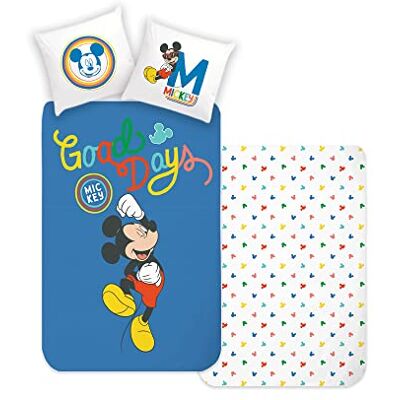 Disney Home Topolino, set di biancheria da letto double-face, 135 x 200 cm, federa 80 x 80 cm, super morbida, 100% cotone, 2 pezzi, biancheria da letto Topolino, morbida e piacevole sulla pelle Disney Home Topolino, set di biancheria da letto double-face, 135 x 200 cm, federa 80 x 80 cm, super morbida, 100% cotone, 2 pezzi, biancheria da letto Topolino, morbida e piacevole sulla pelle
