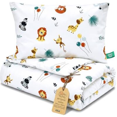 Totsy Baby Trapunta per bambino cotone 100x135 piumono culla neonato set Imbottitura per piumone 100 x 135 cm con cuscino 40 x 60 cm per ragazzi e ragazze Oeko-Tex Safari Totsy Baby Trapunta per bambino cotone 100x135 piumono culla neonato set Imbottitura per piumone 100 x 135 cm con cuscino 40 x 60 cm per ragazzi e ragazze Oeko-Tex Safari
