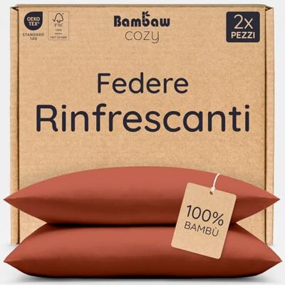 Bambaw Federe cuscino 40x60 cm bambù, Confezione da 2, Federa cuscino anti acne e antiacaro, Federe letto rinfrescanti e antisudore, Federa bambu sostenibile, Certificate Oeko-Tex (Terracotta) Bambaw Federe cuscino 40x60 cm bambù, Confezione da 2, Federa cuscino anti acne e antiacaro, Federe letto rinfrescanti e antisudore, Federa bambu sostenibile, Certificate Oeko-Tex (Terracotta)