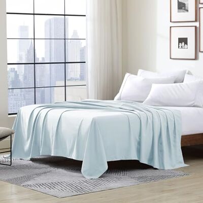 Cathay Home Single Flat Sheet Lenzuolo Piatto, Poliestere, Acqua, Queen (90" x 102") Cathay Home Single Flat Sheet Lenzuolo Piatto, Poliestere, Acqua, Queen (90" x 102")