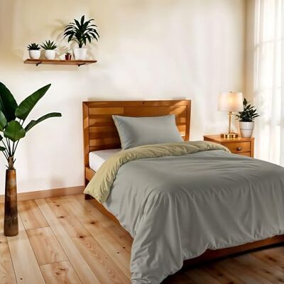 Italian Bed Linen Copripiumino Singolo, Tinta Unita Double Face, Parure Copripiumino VERA, con Sacco Piumone 150x200cm + federa 50x80cm GRIGIO CHIARO/PANNA Italian Bed Linen Copripiumino Singolo, Tinta Unita Double Face, Parure Copripiumino VERA, con Sacco Piumone 150x200cm + federa 50x80cm GRIGIO CHIARO/PANNA