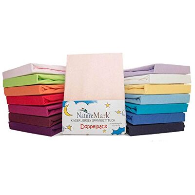 NatureMark Confezione risparmio, set di 2 lenzuoli con angoli in Jersey 100% cotone per letto bambini, testato öko Tex, vari colori, Tessuto, Rosa, 70 x 140 cm NatureMark Confezione risparmio, set di 2 lenzuoli con angoli in Jersey 100% cotone per letto bambini, testato öko Tex, vari colori, Tessuto, Rosa, 70 x 140 cm
